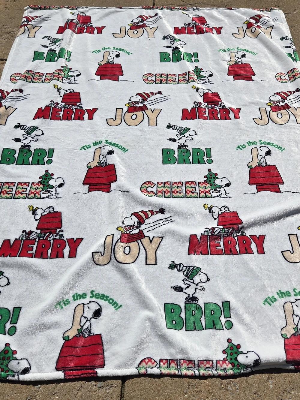 Berkshire Snoopy Holiday Plush Throw Blanket - White/Red/Green